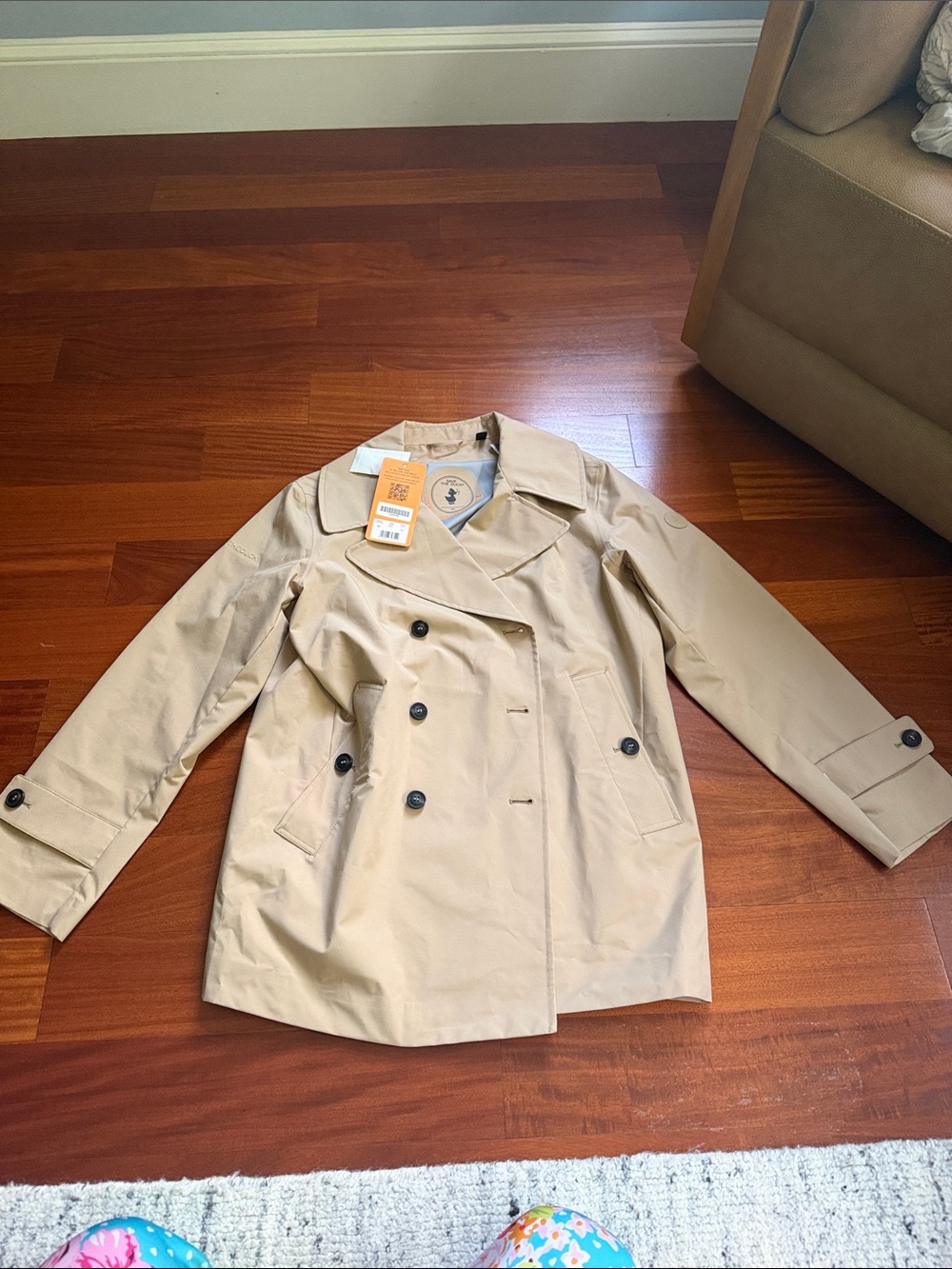 Save the Duck Sofi Classic Double-Breasted Trench Coat in stardust beige